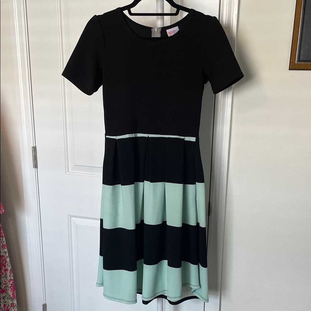 Amelia Black and Mint Green Dress with Pockets